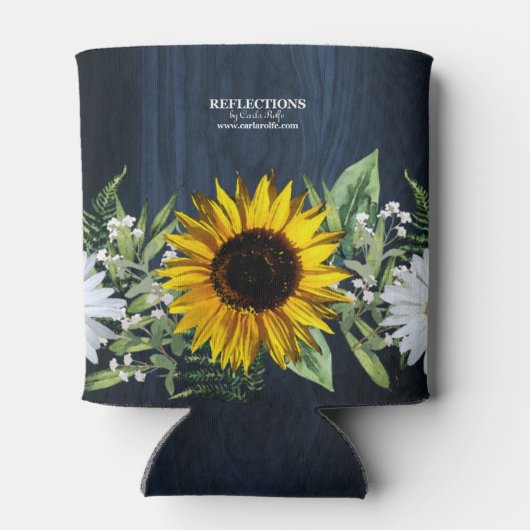 Rustikale Navy Blue Sunflower|Daisy Gastgeschenk H Dosenkühler (Rückseite)
