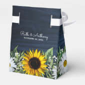 Rustikale Navy Blue Sunflower|Daisy Gastgeschenk H Geschenkschachtel (Rückseite)