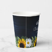 Rustikale Navy Blue Sunflower|Daisy Pappbecher (Rechts)