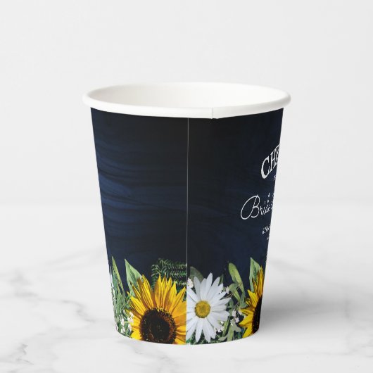 Rustikale Navy Blue Sunflower|Daisy Pappbecher (Rechts)
