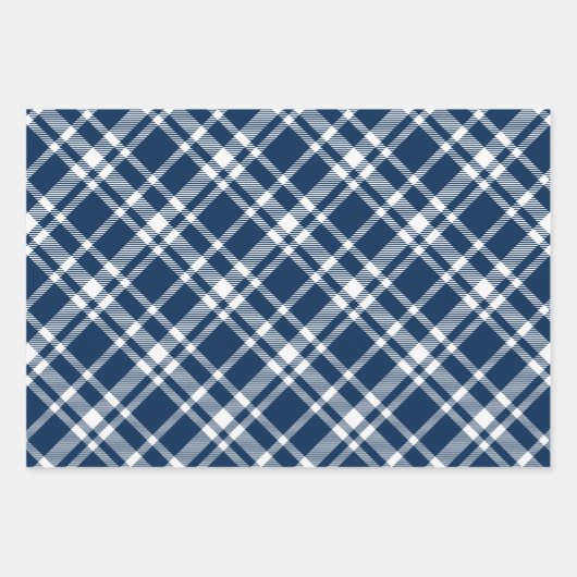 Rustikale Navy Blue Tartan Kariert Frohe Weihnacht Geschenkpapier Set (Vorderseite)
