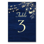 Rustikale Navy Blue Wedding Tischnummer (Rückseite)