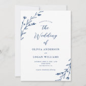 Rustikale Navy Blue Wildblume Boho Wedding Einladung (Vorderseite)