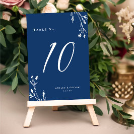 Rustikale Navy Blue Wildblumen Boho Wedding Tischnummer