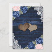 Rustikale Navy Blush Wood Lace Floral Wedding Save The Date (Rückseite)
