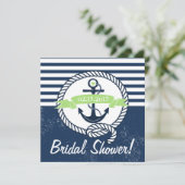 Rustikale Navy Brautdusche Einladung (Stehend Vorderseite)