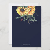 Rustikale Navy Burgundy Sunflowers Kinderdusche Einladung (Rückseite)