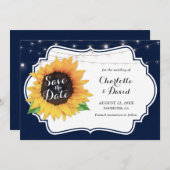 Rustikale Navy Burlap Sonnenblumen speichern die D Save The Date (Vorne/Hinten)