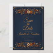 Rustikale Navy-Herbsthochzeit Save The Date (Vorderseite)