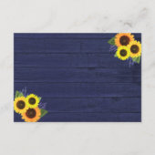 Rustikale Navy-Holz-Sonnenblumen Hochzeitsempfang Begleitkarte (Rückseite)