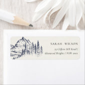 Rustikale Navy Pine Woods Mountain Sketch-Adresse (Insitu)