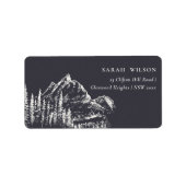 Rustikale Navy Pine Woods Mountain Sketch-Adresse Adressaufkleber (Vorne)