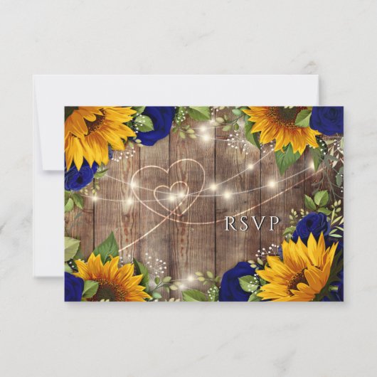 Rustikale Navy-Rose, Sonnenblumen-Hochzeit RSVP (Rückseite)