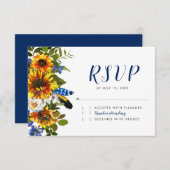 Rustikale Navy Sonnenblume Boho Wedding RSVP (Vorne/Hinten)