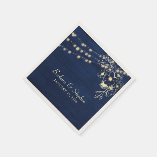 Rustikale Navy-String-Lights Hochzeit von Napkins Serviette (Ecke)