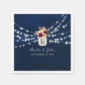 Rustikale Navy-String-Lights Hochzeit von Napkins Serviette (Vorderseite)
