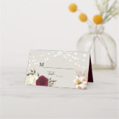 Rustikale Navy String Lights-Platzkarte Platzkarte (Vorderseite)