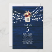 Rustikale Navy String Lights Sitzkarte (Vorderseite)