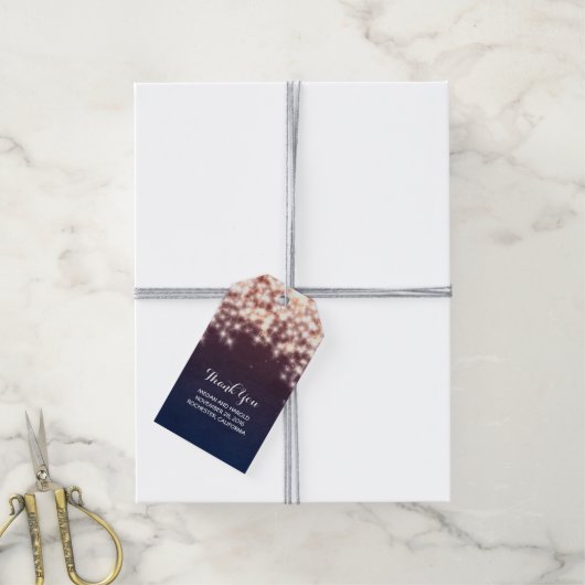 Rustikale Navy String Lights Weding Geschenkanhänger (Mit Garn)