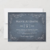 Rustikale Navy Vintager Weinberg Hochzeit Save The Date (Vorderseite)