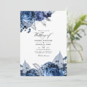 Rustikale Navy & White mit Silberhügel-Imitat-Hoch Einladung (Stehend Vorderseite)