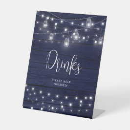 Rustikale Navy Wood Mason Jars Drinks Sockelschild