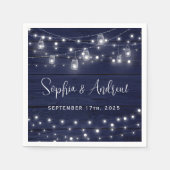 Rustikale Navy Wood Mason Jars Lights Hochzeit Serviette (Vorderseite)