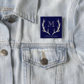 Rustikale Navyblaue Geweih-Anhänger - Individuelle Button (Beispiel)