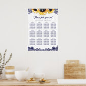 Rustikale Navyblaue Spitzen-Sonnenblumen-Sitzordnu Poster (Küche)