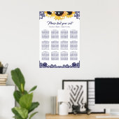 Rustikale Navyblaue Spitzen-Sonnenblumen-Sitzordnu Poster (Heimbüro)