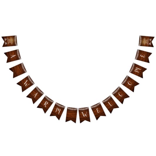 Rustikale neue Zuhause Woodgrain & Faillights Will Wimpelkette (Alle)