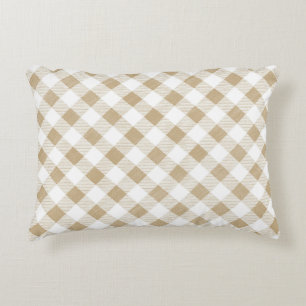 Rustikale neutrale Beige Gingham Kariert Dekokissen