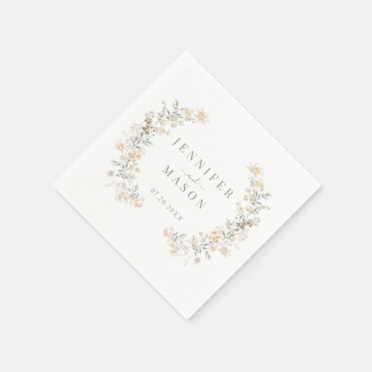 Rustikale neutrale Blume Serviette (Ecke)