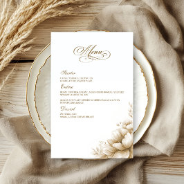Rustikale neutrale Blumenhochzeitsmenü