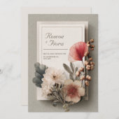 Rustikale neutrale Blütenhochzeit Einladung (Vorne/Hinten)