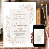 Rustikale neutrale Blütenhochzeit Einladung