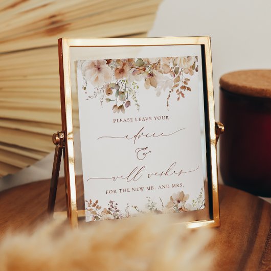 Rustikale neutrale Boho Blumenberatung und wünscht Poster