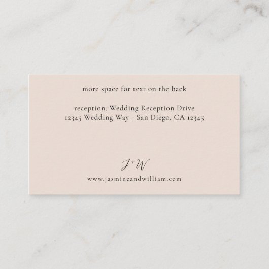 Rustikale neutrale Boho Blumendetails S2- Beige Begleitkarte (Rückseite)