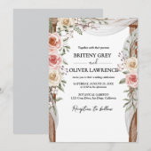 Rustikale neutrale Boho-Blumenhochzeit Einladung (Vorne/Hinten)