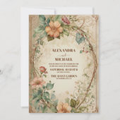 Rustikale neutrale Boho-Blumenhochzeit Einladung (Vorderseite)