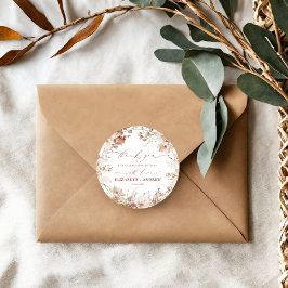 Rustikale neutrale Boho-Blumenhochzeit Runder Aufkleber