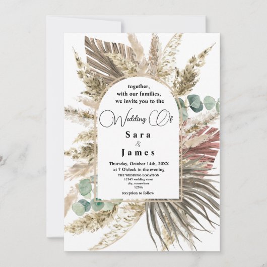 Rustikale neutrale Boho-Blumenzelleneinladung Einladung (Vorderseite)