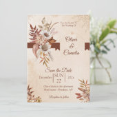 Rustikale neutrale Boho-Blumenzelleneinladung Einladung (Stehend Vorderseite)