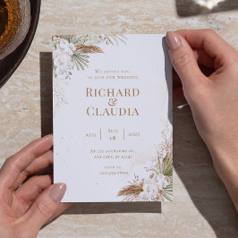 Rustikale neutrale Boho Floral & Elegante Hochzeit Einladung