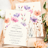 Rustikale neutrale Boho Floral Elfenbein White Wed Einladung