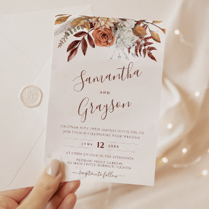 Rustikale neutrale Boho-Floral-Hochzeit Einladung