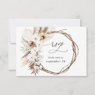 Rustikale neutrale Boho Floral w Meal UAWG 3 RSVP Karte