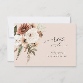 Rustikale neutrale Boho floral w Meal UAWG S2 - Be RSVP Karte