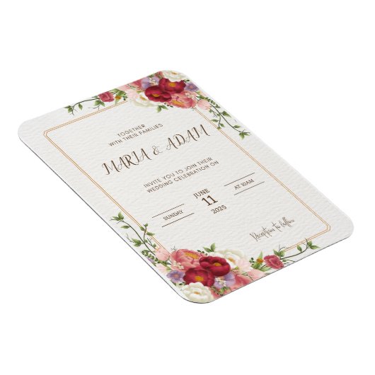 Rustikale neutrale Boho Floral Wedding Magn Magnet (Rechte Seite)