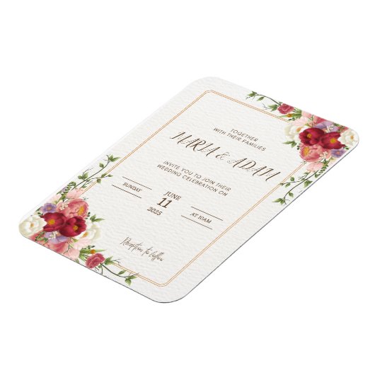 Rustikale neutrale Boho Floral Wedding Magn Magnet (Linke Seite)